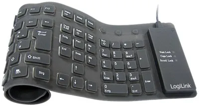 Produktbild von LogiLink Silikon-Tastatur schwarz USB 2.0 wasserdicht