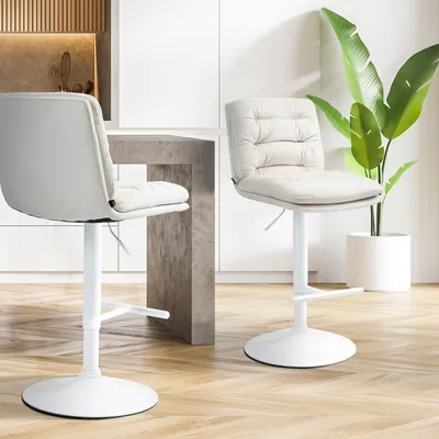 Produktbild von Barhocker HLO-CP247 Samt weiß  creme