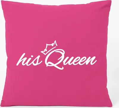 Produktbild von Huuraa Kissen his Queen Krone 40x40cm mit Füllung Fuchsia Baumwolle Dekokissen Geschenkidee