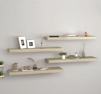 Obrázok produktu pre Maison Exclusive – Zavesené police, 4 ks, vzhľad dubového dreva, 80 x 23,5 x 3,8 cm, MDF