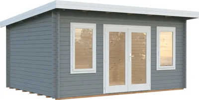 Produktbild von Gartenhaus Palmako Lisa 14,2 m² inkl. Fußboden 494 x 394 cm hellgrau-weiß