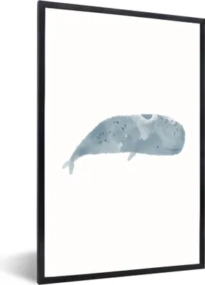 Produktbild von MuchoWow® MuchoWow® Gerahmtes Poster Pottwal - Tiere - Meer - Aquarell 20x30 cm - Poster mit zchwarzem Bilderrahmen - Drucken - Bilder Poster im Rahmen