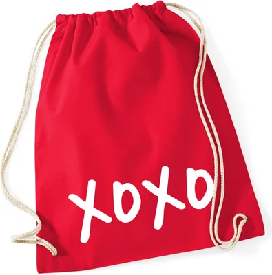 Produktbild von Huuraa Turnbeutel XOXO Kuss 12 Liter Classic Red Baumwolle Rucksack Geschenkidee