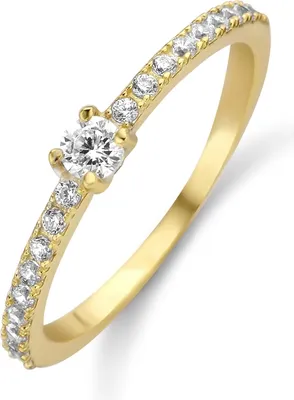 Produktbild von New Bling Zilveren Ring 9NB-0390-52 - Maat 52 - Zirkonia - Goudkleurig