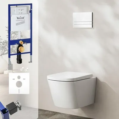 Obrázek produktu pro Kronenbach, závěsné WC, kompaktní provedení, bez splachovacího okraje, kompletní sada, design "wrapover"