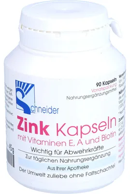 Produktbild von Schneider Zink Kapseln Wichtig für Abwehrkräfte, 90 St. Kapseln