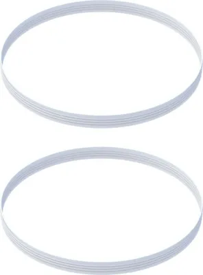Two white elastic bands are shown against a white background.