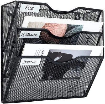 Zdjęcie produktu dla Organizer ścienny na książki i dokumenty, 3-poziomowy, czarny
