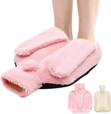 Productafbeelding van Elektrische voetwarmer, verwarmde voetwarmer, geschikt voor dames en heren, met afneembare, wasbare, zachte pluche hoes, antislip zool, warmwaterkruik, ideaal voor een warme winter in huis of op kantoor