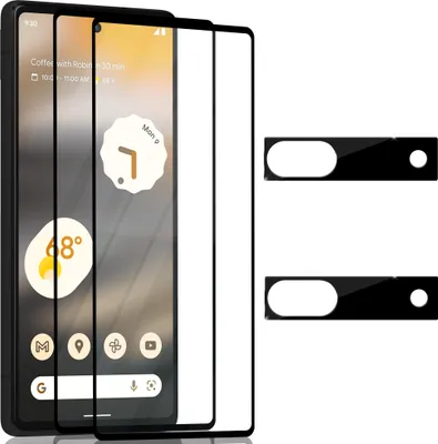 Obrázek produktu pro 2-balení Google Pixel 6A Ochranné sklo na displej & 2-balení ochrana objektivu - Tvrzené sklo 9H - Super kvalita 3D