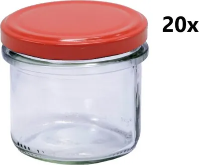Obrázok produktu pre Dóza na varenie 235 ml STURZ / ROVNÁ číra 20 ks VČETNE ČERVENÝCH LIPOV, počet kusov v balení: 20
