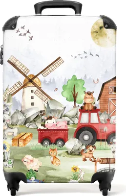 Produktbild von NoBoringSuitcases.com® - Kinderkoffer Bauernhof - Trolley Kind Jungen - 55x35x25Handgepäck Koffer 55x35x20 cm, 36L,