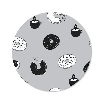 Produktbild von MuchoWow® Mauspad Mousepad Donut - Muster - Kaffee - Schwarz und Weiß 50x50 cm - Mousepads - Maus Mat - Pad - Mausunterlage - Vinyl