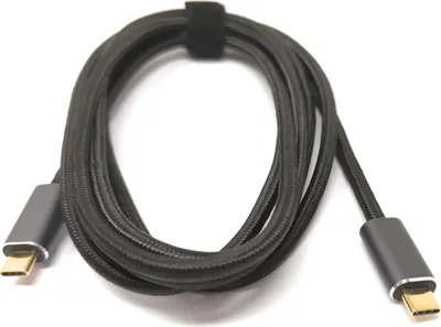 Produktbild von SYSTEM-S USB 3.2 Gen 2 Kabel 200 cm Typ C Stecker zu Stecker geflochten Schwarz