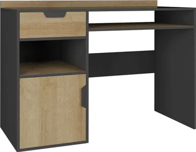 Produktbild von Jugendzimmer Schreibtisch Sprimont 09, Farbe: Grau / Eiche - Abmessungen: 85 x 125 x 55 cm (H x B x T)