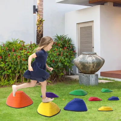 Productafbeelding van AIYAPLAY Balancierstenen, 9 stuks. Antislip traptjes voor kinderen van 3-8 jaar