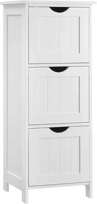 Obrázek produktu pro Koupelnová skříňka – úložná skříňka – úzká – 3 zásuvky – volně stojící – 32 x 30 x 81 cm – bílá