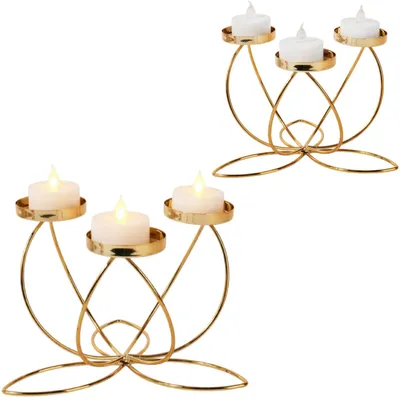 Immagine prodotto di Candeliere dorato elegante con tre candeline a batteria