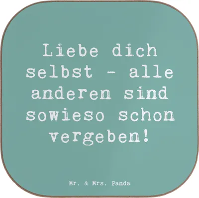 Produktbild von Mr. & Mrs. Panda Untersetzer für Gläser Spruch Selbstakzeptanz Liebe - Meeresbrise - Geschenk, Stärke, Tassenuntersetzer, Einzigartigkeit, Gefühl, Tischuntersetzer, Glas