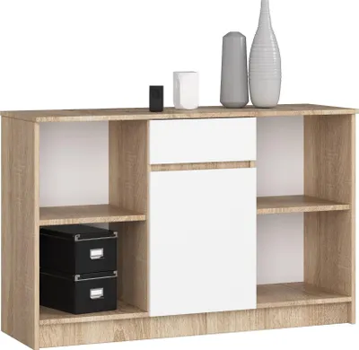 Immagine prodotto di raumhirsch: Comodino moderno - Credenza da 120 cm - 1 anta - 1 cassetto estraibile - 6 ripiani interni