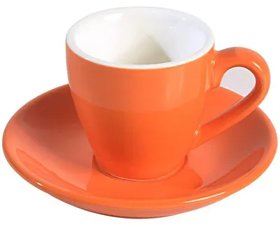 Produktbild von Espresso-Tasse mit Untertasse 80 ml Orange Porzellan