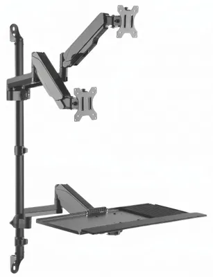 Obrázok produktu pre Nástenná pracovná stanica pre dva monitory Spacetronik SPAWG220 s policou na klávesnicu