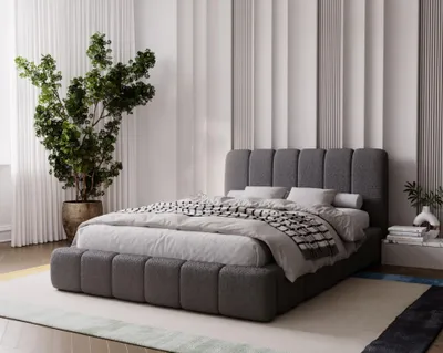 Produktbild von Polsterbett 180x200 FATUMATA 2 mit Stauraum - dunkelgrau