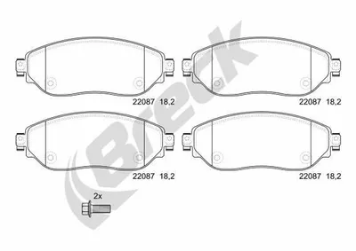 Produktbild von BRECK Bremsbeläge Satz Vorne Bremsklötze für RENAULT Trafic III Kastenwagen (FG) 22087 00 703 00