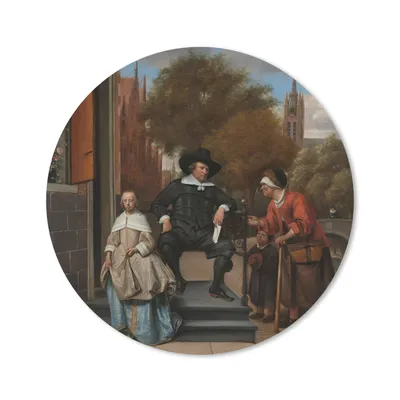 Produktbild von MuchoWow® Mauspad Mousepad Der Bürgermeister von Delft und seine Tochter - Gemälde von Jan Steen 20x20 cm - Mousepads - Maus Mat - Pad - Mausunterlage - Schreibtischmatte