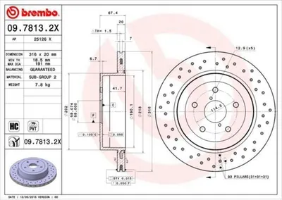 Produktbild von Bremsscheibe BREMBO 09.7813.2X