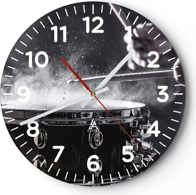 Produktbild von Wanduhr - Rund - Glasuhr - Trommel Staub Trommel - 40x40cm - Schleichendes Uhrwerk - Lautlos - zum Aufhängen bereit - Dekoration Modern - Wanddekoration aus Glas - C4AR40x40-4313