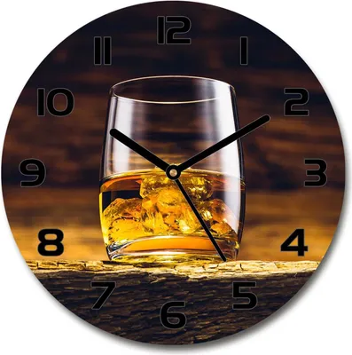 Produktbild von Wanduhr aus Glas 30fi Glasbild Glasuhr Gehärtetes Glas - schwarze-zeiger - Bourbon in a glass