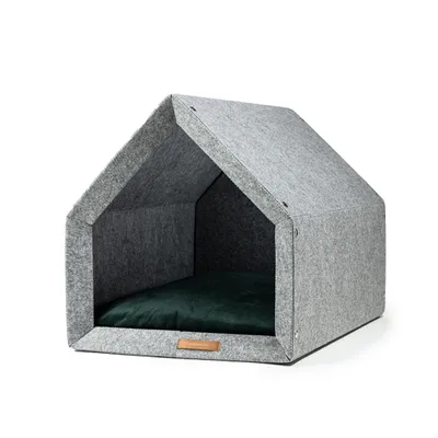 Produktbild von Rexproduct - PetHome Hundehütte mit Liegefläche und Dach Biss und Kratzfest Gute Schalldämmung Umweltfreundlich Größe XL (95x72x73)Hellgrau und  grön