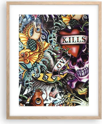 Produktbild von Gerahmtes Poster - Rahmen in heller Eiche - Graffiti modern - 40x50 cm - Wand Bild - Wanddeko - Wandbilder - Kunstposter - Wandposter - Bilderrahmen - Bilder - Kunstdruck - Wandbild - P2NPA40x50-3759