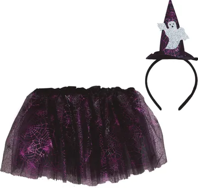 Immagine prodotto di Set di costumi da fantasma di Halloween Fascia con motivo a ragno Tutu Nero Viola Fantasma Fiaba Magico Spaventoso Carnevale Accessori Festa, Colore: Nero