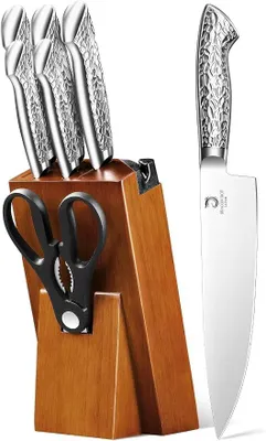 Imagen del producto de Juego de cuchillos con bloque, 7 piezas. Bloque de cuchillos con afilador