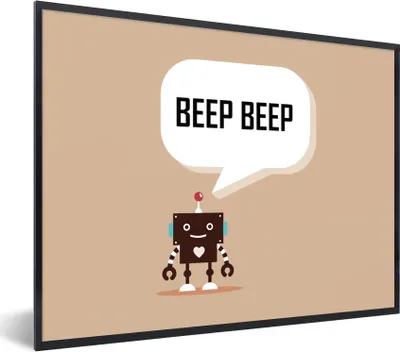 Produktbild von MuchoWow® Gerahmtes Poster Sprichwörter - Zitate - Piep piep - Roboter - Herz - Kinder - Jungen 40x30 cm - Poster mit Schwarzem Bilderrahmen Wandposter Rahmen Foto Bilder - Kunstposter - Wanddekorationen