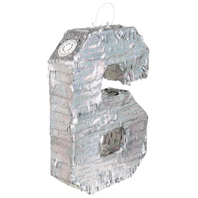 Image de Piñata numéro 6 argent holographique