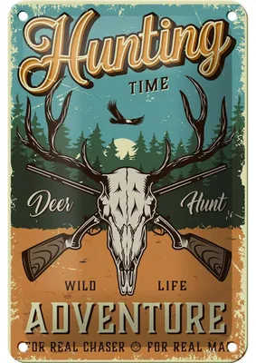 Produktbild von Blechschild Retro 12x18cm Hunting Time Adventure Abenteuer