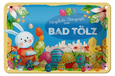 Produktbild von Blechschild Ostern Ostergrüße 18x12cm BAD TÖLZ Geschenk Deko