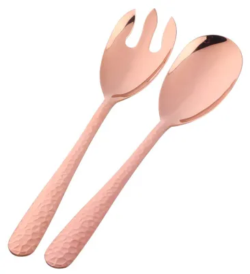 Salatbesteck 2-teilig, Roségold, Edelstahl, Löffel und Gabel
