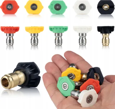 Zdjęcie produktu dla Rosfix Zestaw Adapterów Bagnetowych 1/4” + 5 Dysz Natryskowych + Pistolet Pianowy 1 l – Do Myjek Wysokociśnieniowych Kärcher K2 – K7, 200 bar