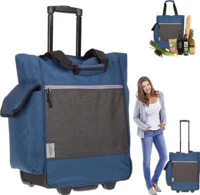 Produktbild von Einkaufstrolley Trolley Einkaufsroller Alessandro Pro Shopper mit stabilem Stand Einkaufstrolly Einkaufstasche Festivaltrolley Trolly  38L 12894 Two Tone Dark Blue Blau