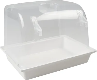 Produktbild von Vogelbad Kunststoff weiß 24x17x18 cm für mittelgroße Vögel, zerlegbar, leicht zu reinigen, für Voliere innen und außen