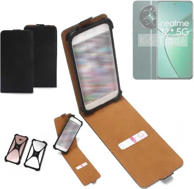 Produktbild von K-S-Trade Handyhülle Schutzhülle kompatibel mit Realme 12+ 5G Hülle Case Cover Flip Style Bumper schwarz 1x