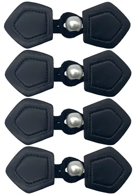 Image de Boutons de fermeture en cuir - 4 paires de boutons en résine imitation corne pour vestes, manteaux et sacs à dos - Noir
