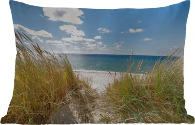 Produktbild von MuchoWow® Outdoor Kissen - Düne - Gras - Meer - Strand - 50x30 cm - Wetterfest - Lounge Kissen - Sofa kissen - Wohnzimmer Dekoration