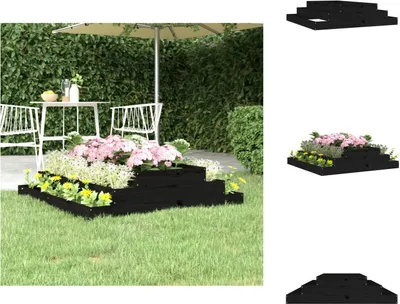 Obrázok produktu pre vidaXL Kvetináč čierny 110x110x27 cm z masívneho borovicového dreva - Kvetináče a sadenice