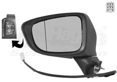 Produktbild von VAN WEZEL 2766817 Außenspiegel Seitenspiegel Links für MAZDA 6 Kombi (GJ, GL) Asphärisch Beheizt Grundiert