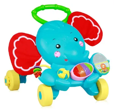 Produktbild von Lorelli Lauflernwagen Elefant Laufhilfe Spielcenter Licht Greifringe Musiktasten in blau